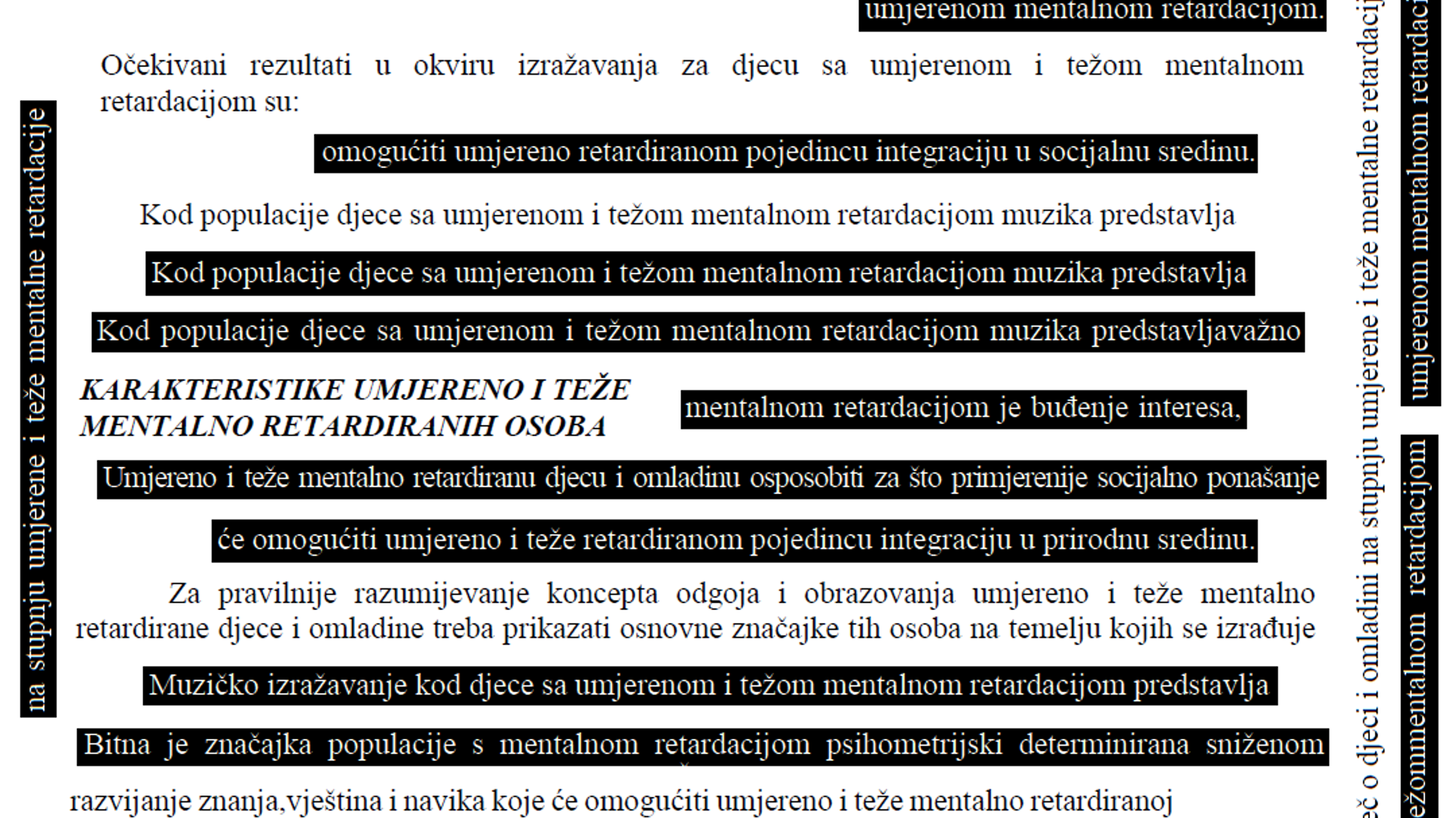 Retardirani plan i program za djecu sa intelektualnim poteškoćama u razvoju